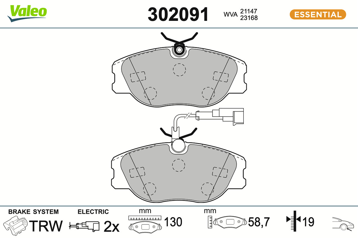 Jeu de 4 plaquettes de frein VALEO ref. 302091